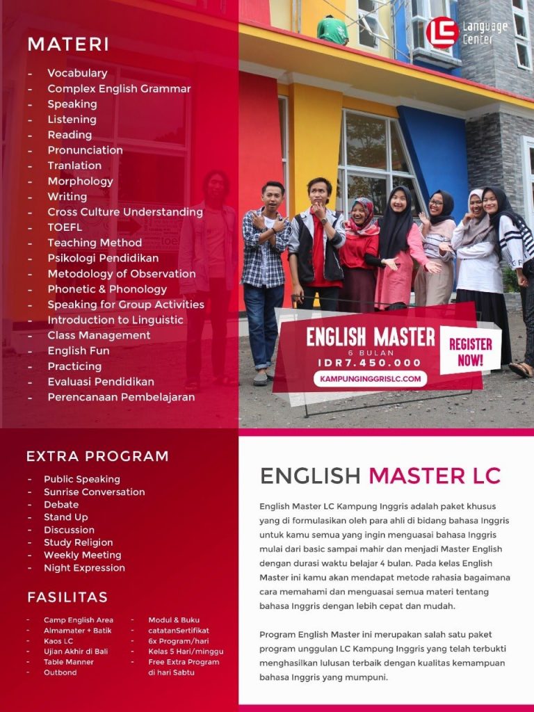 Paket Kampung Inggris LC English Master 6 Bulan